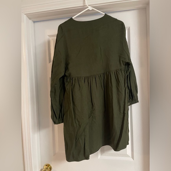 Zara Trf dark green mini button up dress - Picture 2 of 5
